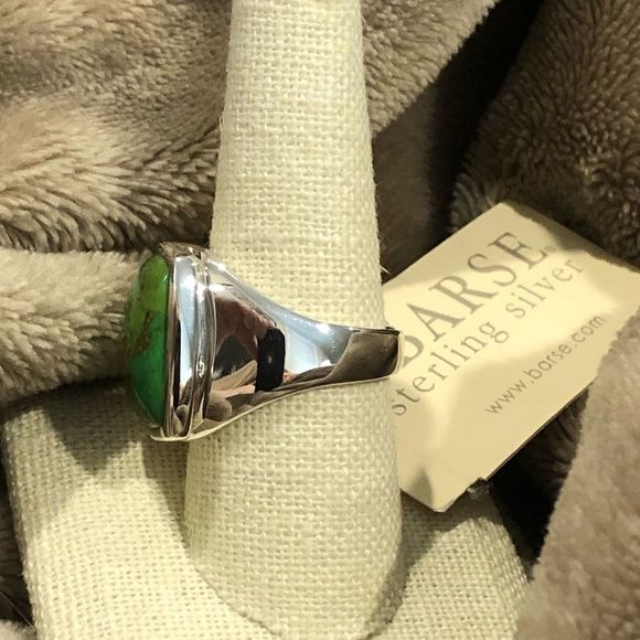 M BARSE Green Turquoise Sterling Silver Statement Ring Sz 9.5 or 10 - Picture 9 of 9